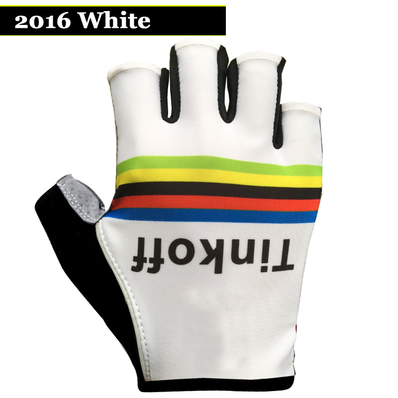 2016 Saxo Bank Tinkoff Guante de bicicletas blanco